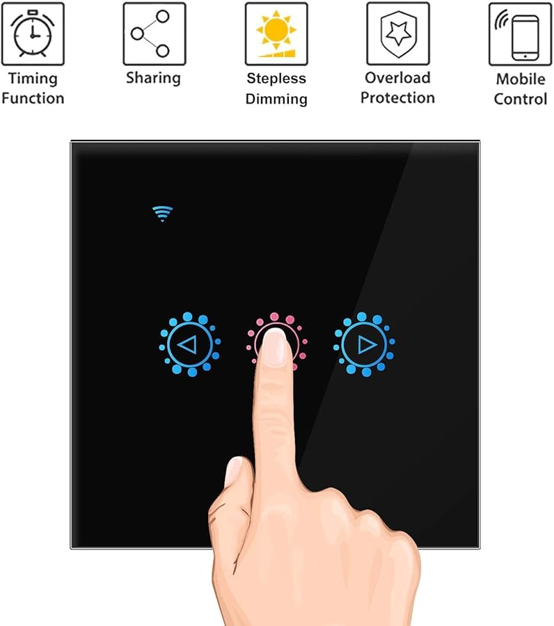 مفتاح حائط ذكي للتحكم في إضاءة WiFi، لوحة زجاجية تعمل باللمس، تحكم صوتي، أبيض، تطبيق Ewelink. - Image 3